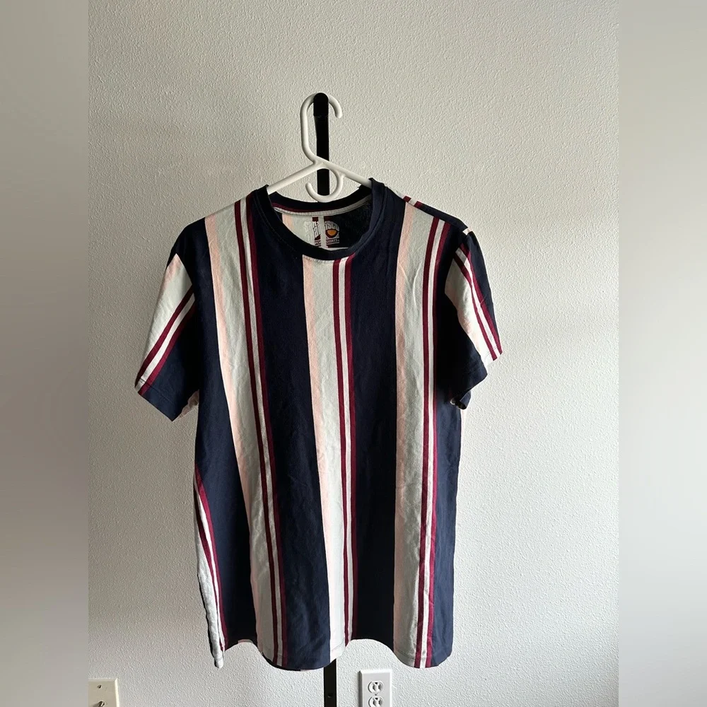 Striped T-Shirt with Red and White Accents - Picture 1 of 3
